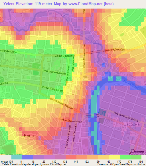 Yelets,Russia Elevation Map