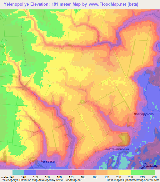 Yelenopol'ye,Russia Elevation Map