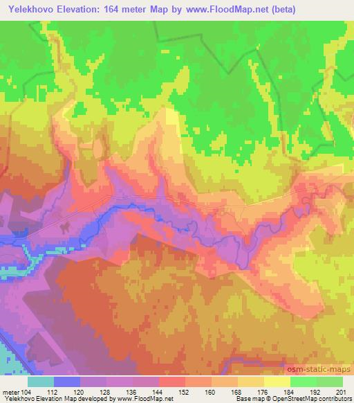 Yelekhovo,Russia Elevation Map