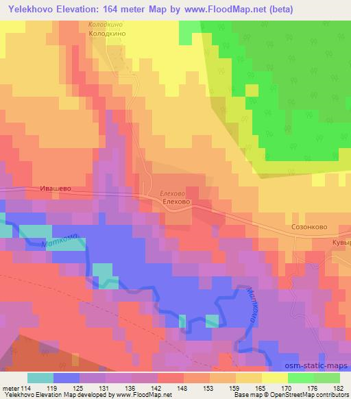 Yelekhovo,Russia Elevation Map