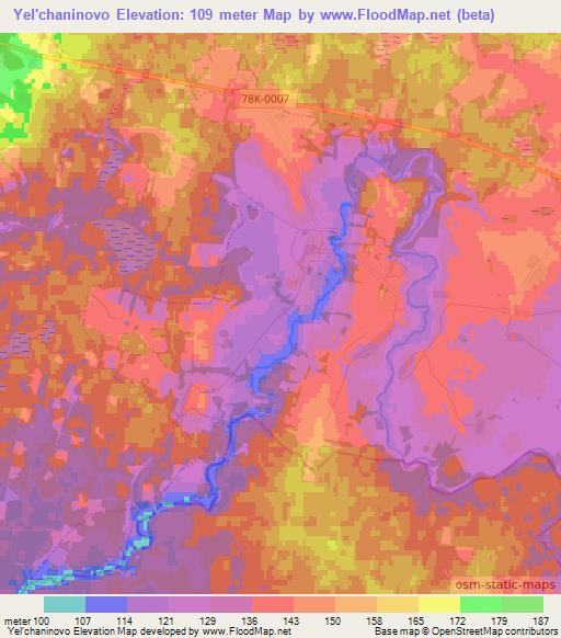 Yel'chaninovo,Russia Elevation Map