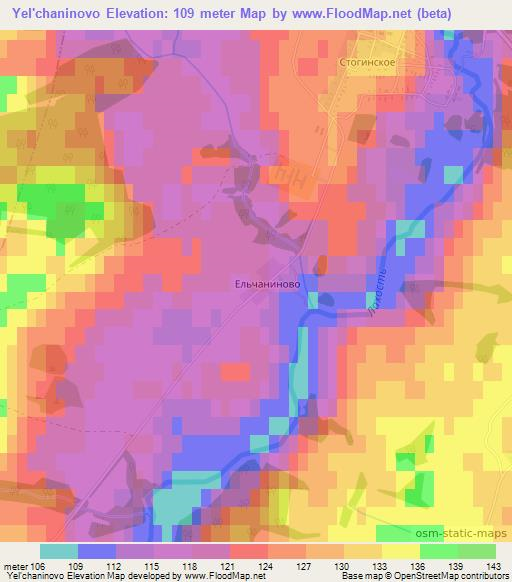 Yel'chaninovo,Russia Elevation Map