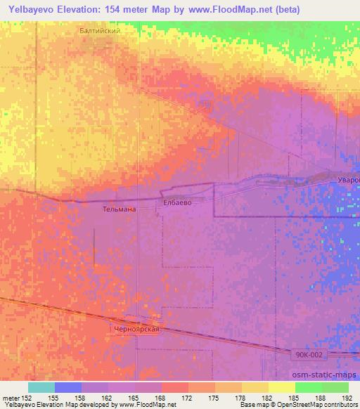 Yelbayevo,Russia Elevation Map