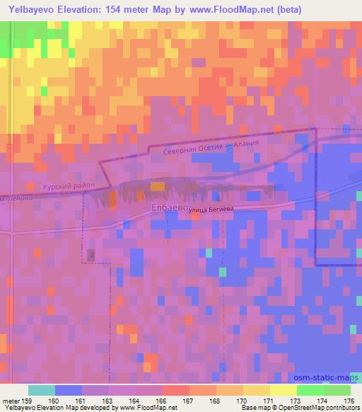 Yelbayevo,Russia Elevation Map