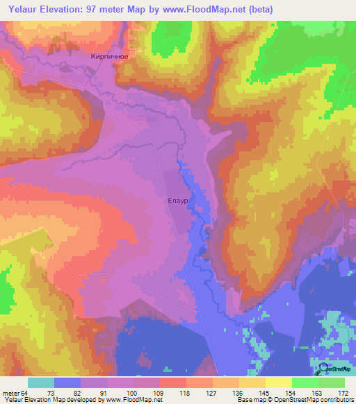 Yelaur,Russia Elevation Map