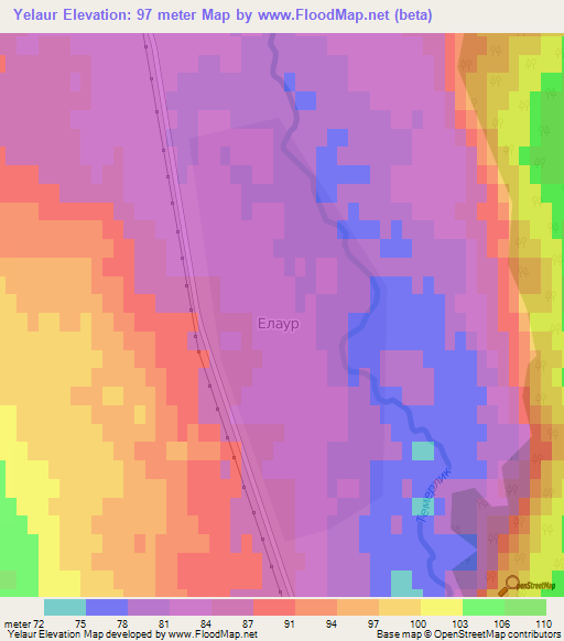 Yelaur,Russia Elevation Map