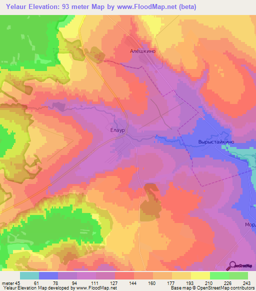 Yelaur,Russia Elevation Map