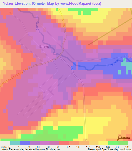 Yelaur,Russia Elevation Map