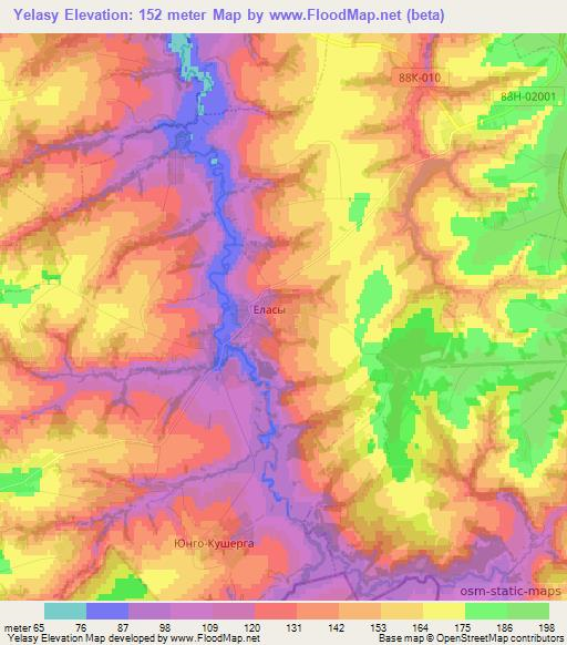 Yelasy,Russia Elevation Map