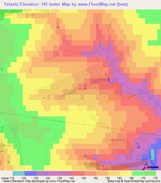 Yelashi,Russia Elevation Map