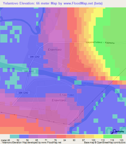 Yelantovo,Russia Elevation Map