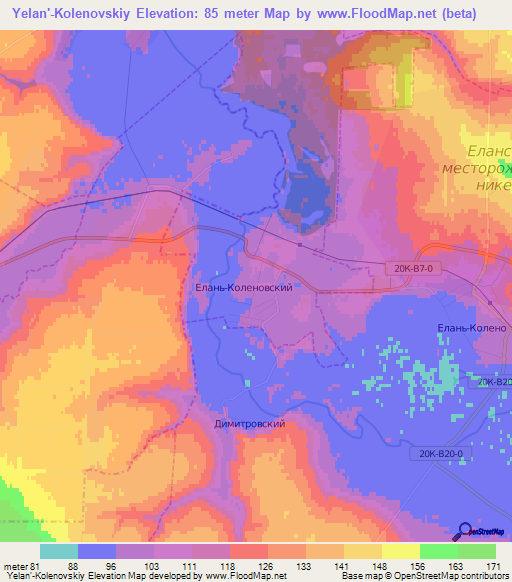 Yelan'-Kolenovskiy,Russia Elevation Map