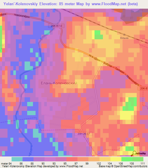 Yelan'-Kolenovskiy,Russia Elevation Map