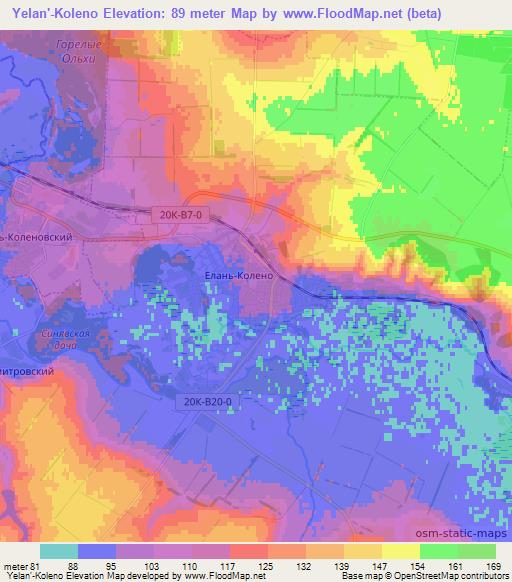 Yelan'-Koleno,Russia Elevation Map