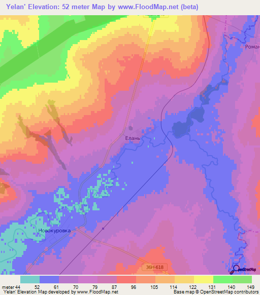 Yelan',Russia Elevation Map