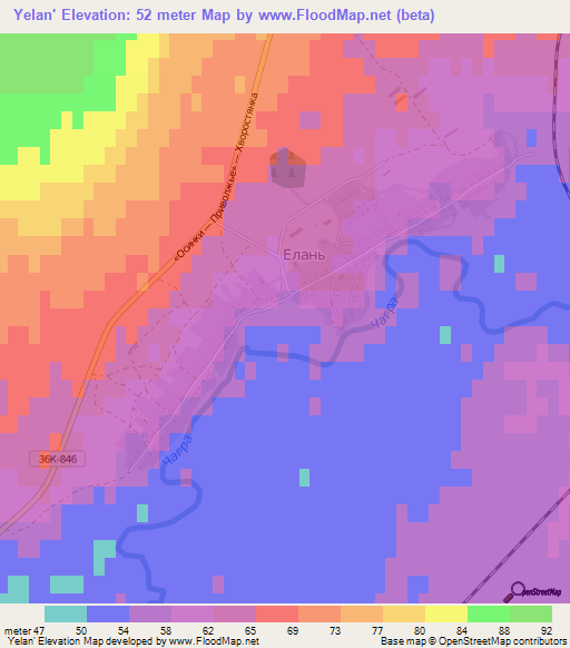 Yelan',Russia Elevation Map