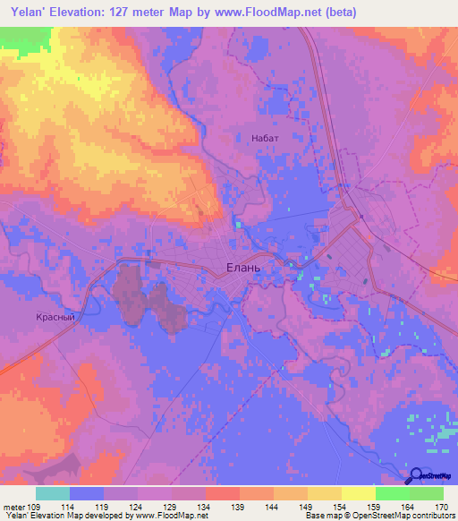 Yelan',Russia Elevation Map