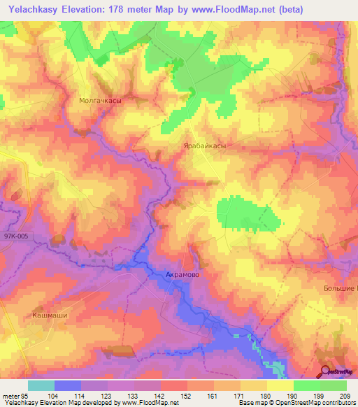 Yelachkasy,Russia Elevation Map