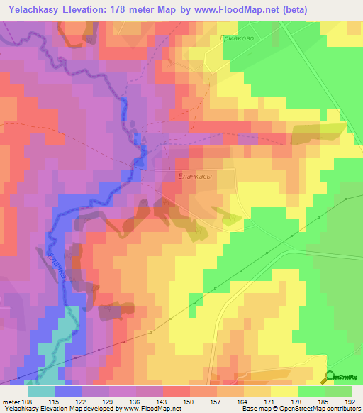 Yelachkasy,Russia Elevation Map