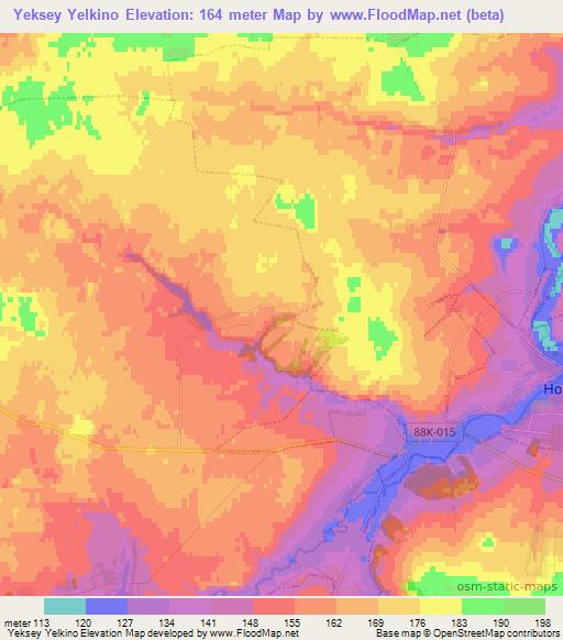 Yeksey Yelkino,Russia Elevation Map