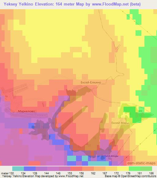 Yeksey Yelkino,Russia Elevation Map