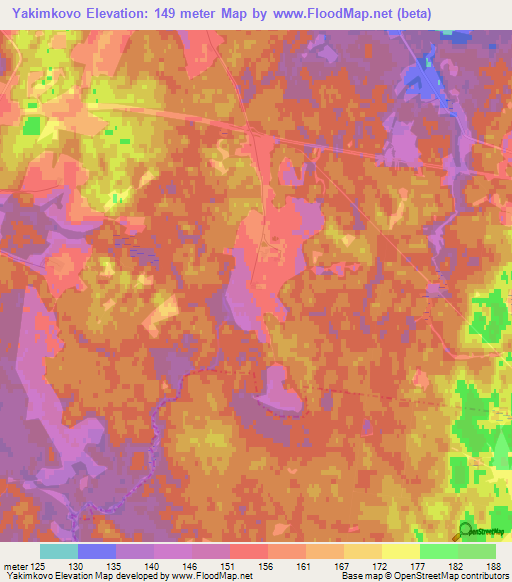 Yakimkovo,Russia Elevation Map