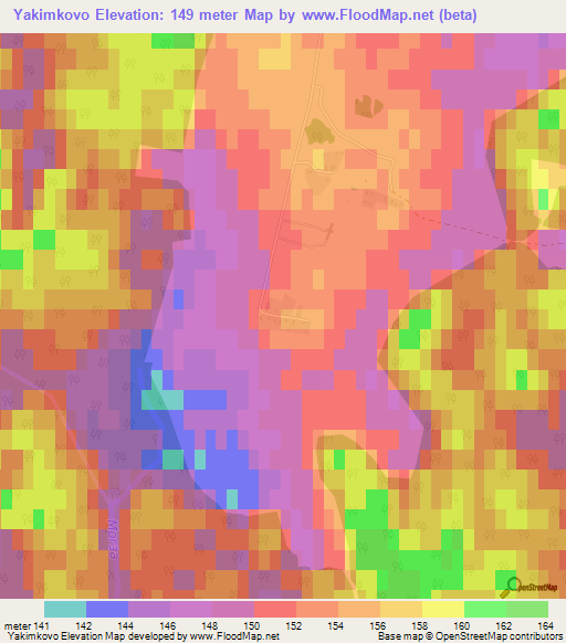 Yakimkovo,Russia Elevation Map