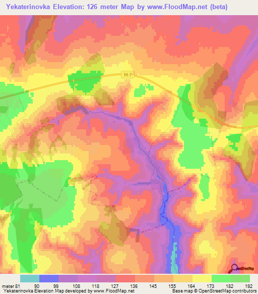 Yekaterinovka,Russia Elevation Map