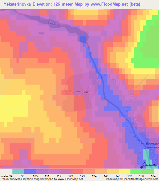 Yekaterinovka,Russia Elevation Map