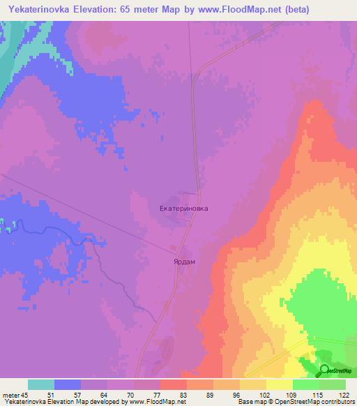 Yekaterinovka,Russia Elevation Map