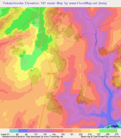 Yekaterinovka,Russia Elevation Map