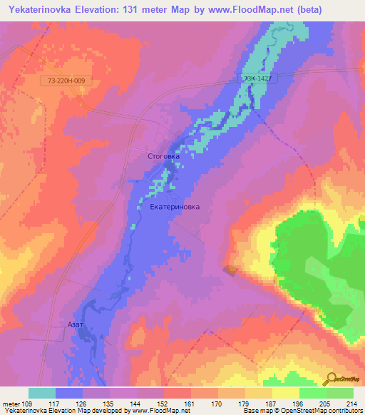 Yekaterinovka,Russia Elevation Map