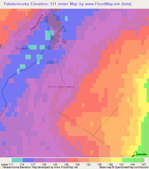 Yekaterinovka,Russia Elevation Map