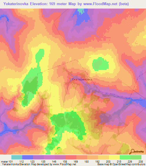 Yekaterinovka,Russia Elevation Map