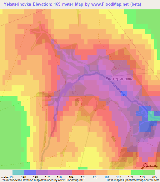 Yekaterinovka,Russia Elevation Map