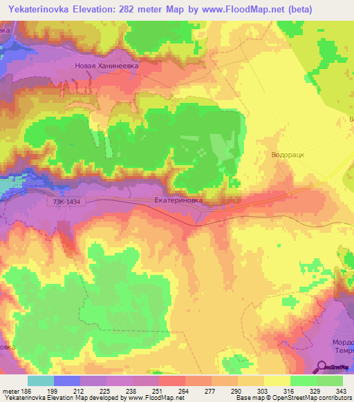 Yekaterinovka,Russia Elevation Map