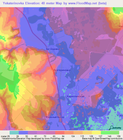 Yekaterinovka,Russia Elevation Map