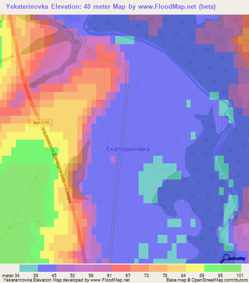 Yekaterinovka,Russia Elevation Map