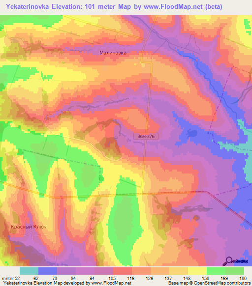 Yekaterinovka,Russia Elevation Map