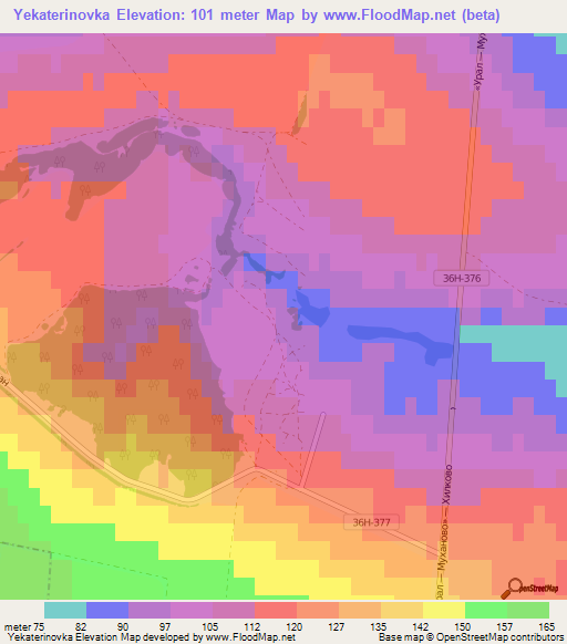 Yekaterinovka,Russia Elevation Map