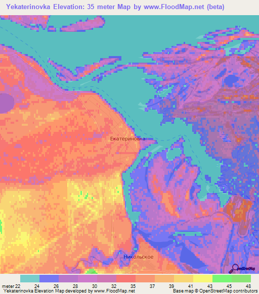 Yekaterinovka,Russia Elevation Map