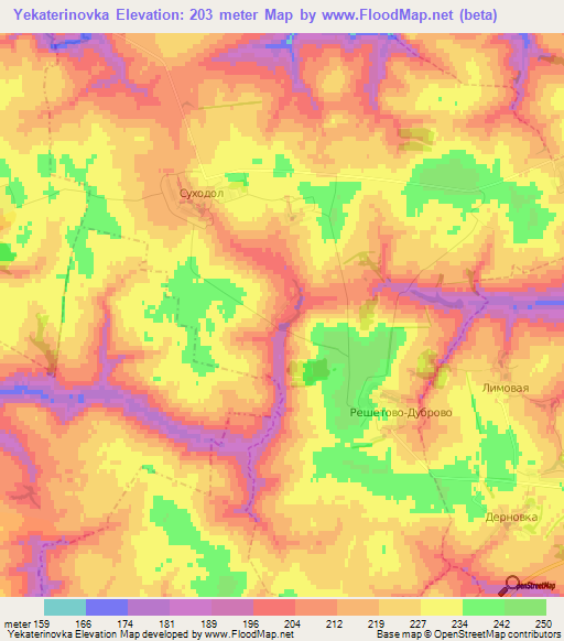 Yekaterinovka,Russia Elevation Map