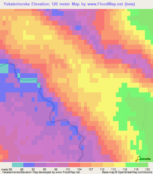 Yekaterinovka,Russia Elevation Map