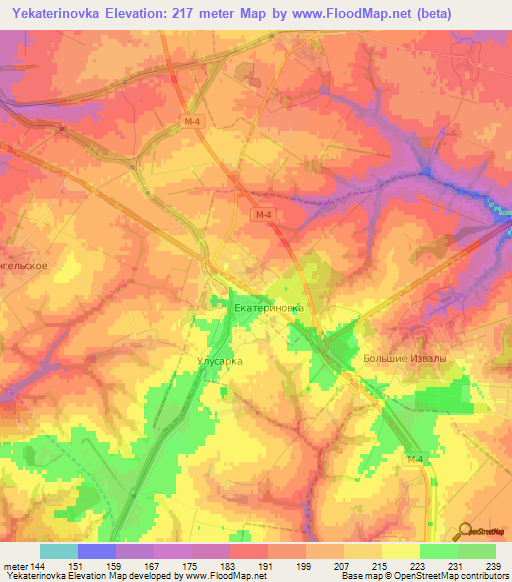 Yekaterinovka,Russia Elevation Map