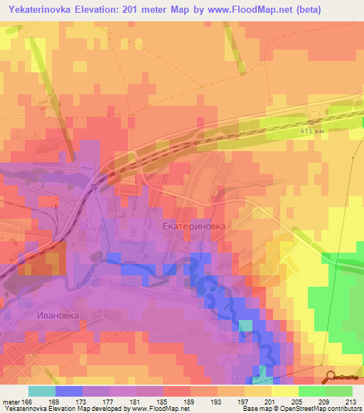 Yekaterinovka,Russia Elevation Map