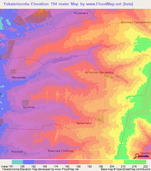 Yekaterinovka,Russia Elevation Map