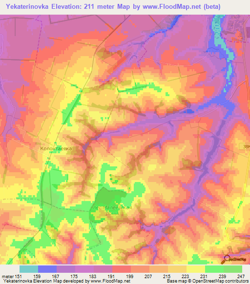 Yekaterinovka,Russia Elevation Map
