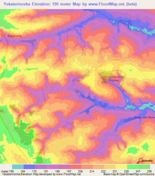 Yekaterinovka,Russia Elevation Map