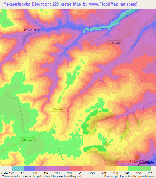 Yekaterinovka,Russia Elevation Map