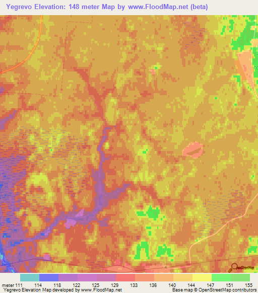 Yegrevo,Russia Elevation Map